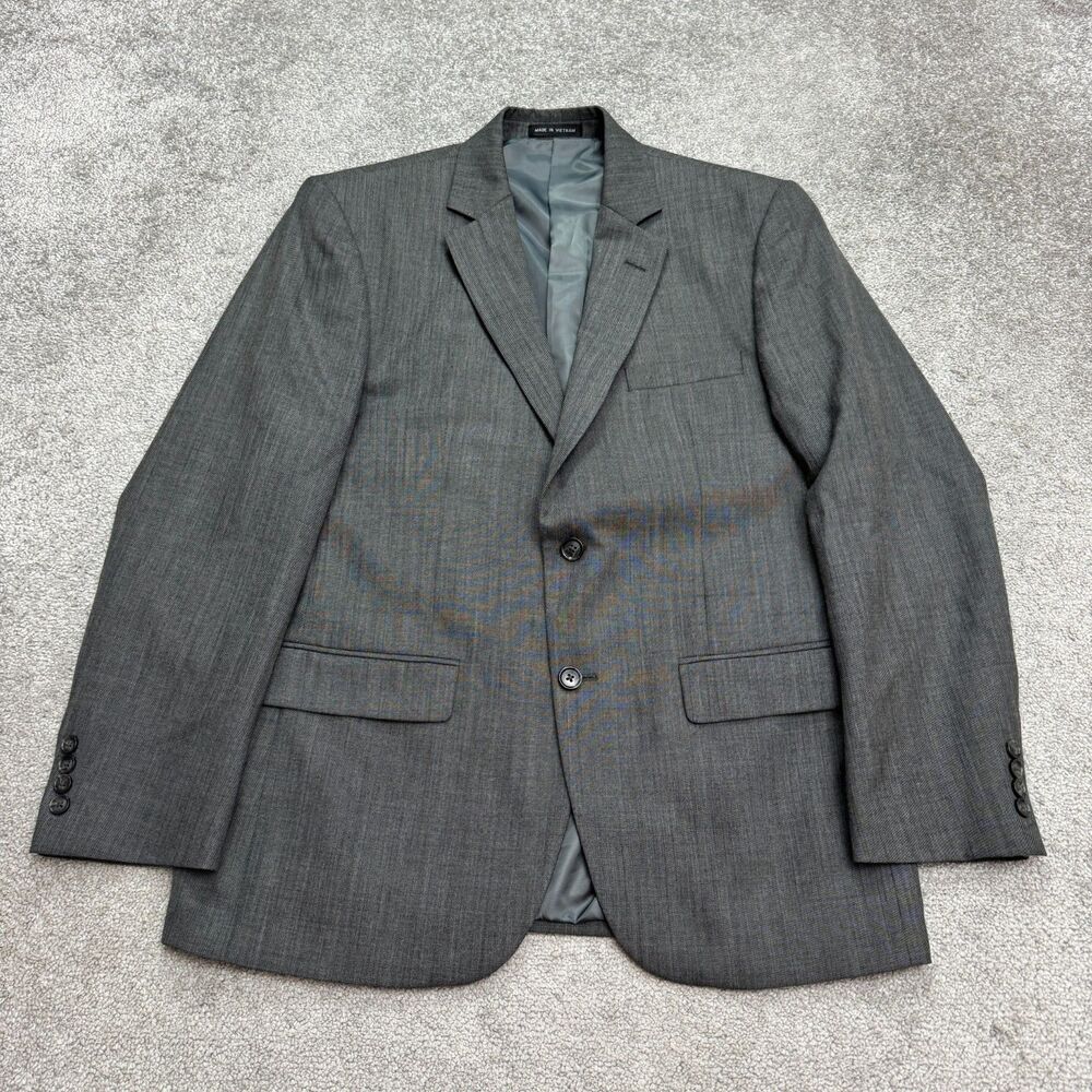 Jones New York Wool Blend Suit Blazer Mens 40R Gray Double Vented Notch Workwear